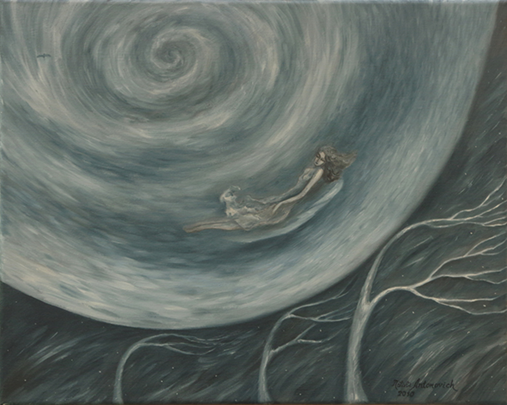 "Kolkende Winden" reeks | "Hart op sneeuw" schelderij door Natali Antonovich in Kunstenaarsgalerij.