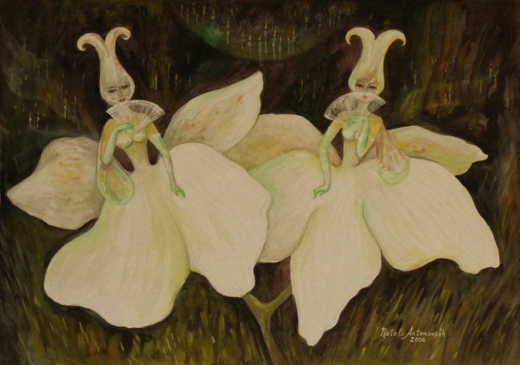 "Twins" series | "Their secret ..." painting by Natali Antonovich in Artist's Gallery.