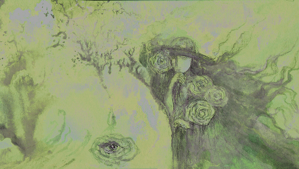 Afbeelding van print "Geheime Tuin. Afdrukken R" van origineel schilderij/tekening door Natali Antonovich