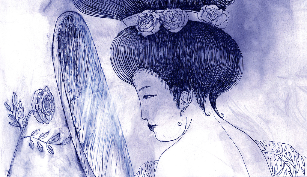 Image of Print "At the mirror. Print  A" from original Painting/Drawing by Natali Antonovich