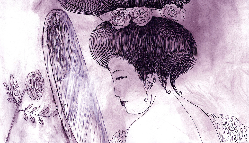 Image of Print "At the mirror.  Print  K" from original Painting/Drawing by Natali Antonovich