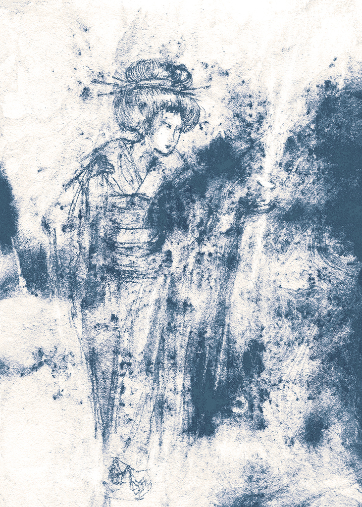 Bild der Drucks „Mondblütenblatt Abdruck  K“ vom Original gemälde/Zeichnung von Natali Antonovich