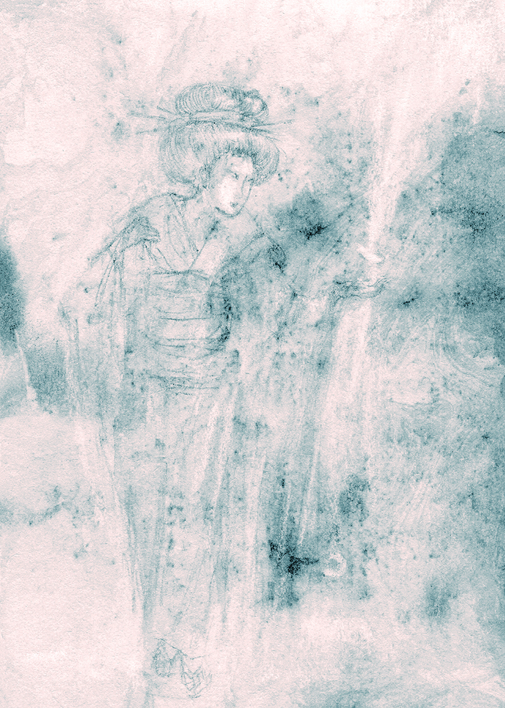 Bild der Drucks „Mondblütenblatt Abdruck  J“ vom Original gemälde/Zeichnung von Natali Antonovich