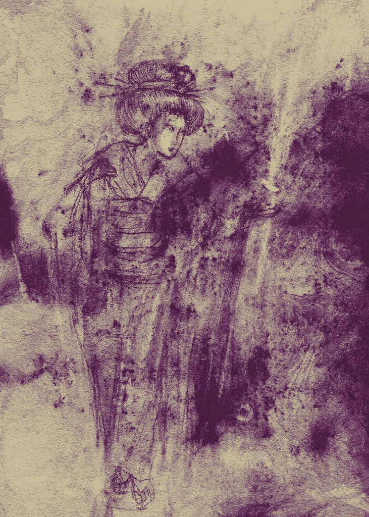 Bild der Drucks „Mondblütenblatt Abdruck  W“ vom Original gemälde/Zeichnung von Natali Antonovich