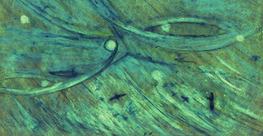 Afbeelding van print "Drie delen.  Afdruk M" van origineel schilderij/tekening door Natali Antonovich