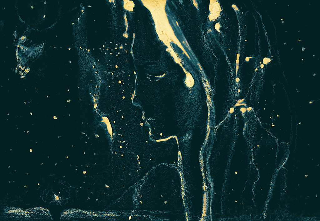 Afbeelding van print "...en toen begon het te sneeuwen. Afdruk G" van origineel schilderij/tekening door Natali Antonovich