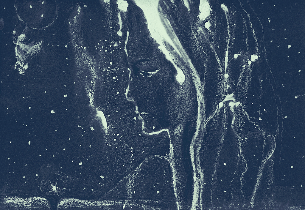 Image de l'impression „...et puis il a commencé à neiger. Imprimé Y“ à partir de la peinture/dessin original de Natali Antonovich