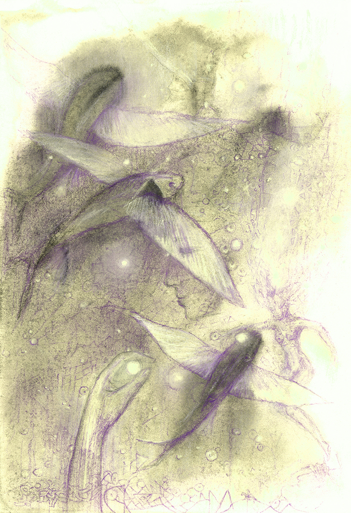 Afbeelding van print "Vissen van de Tijd.  Afdruk AB" van origineel schilderij/tekening door Natali Antonovich