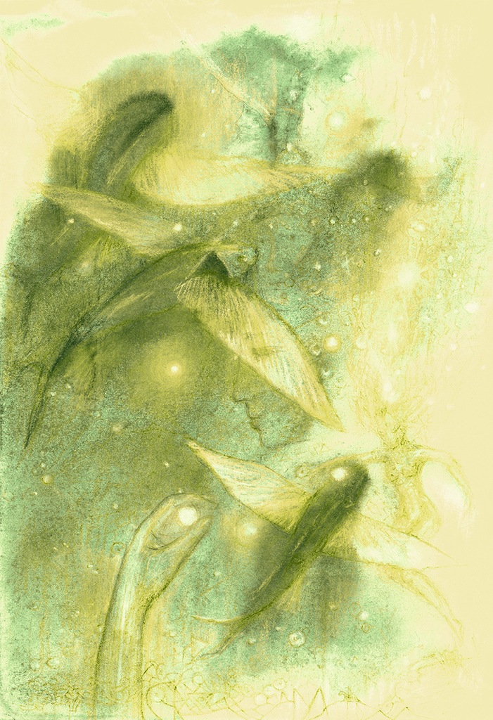 Изображение принта „Рыбы Времени. Принт H“ с оригинальной картины/рисунка Натальи Антонович