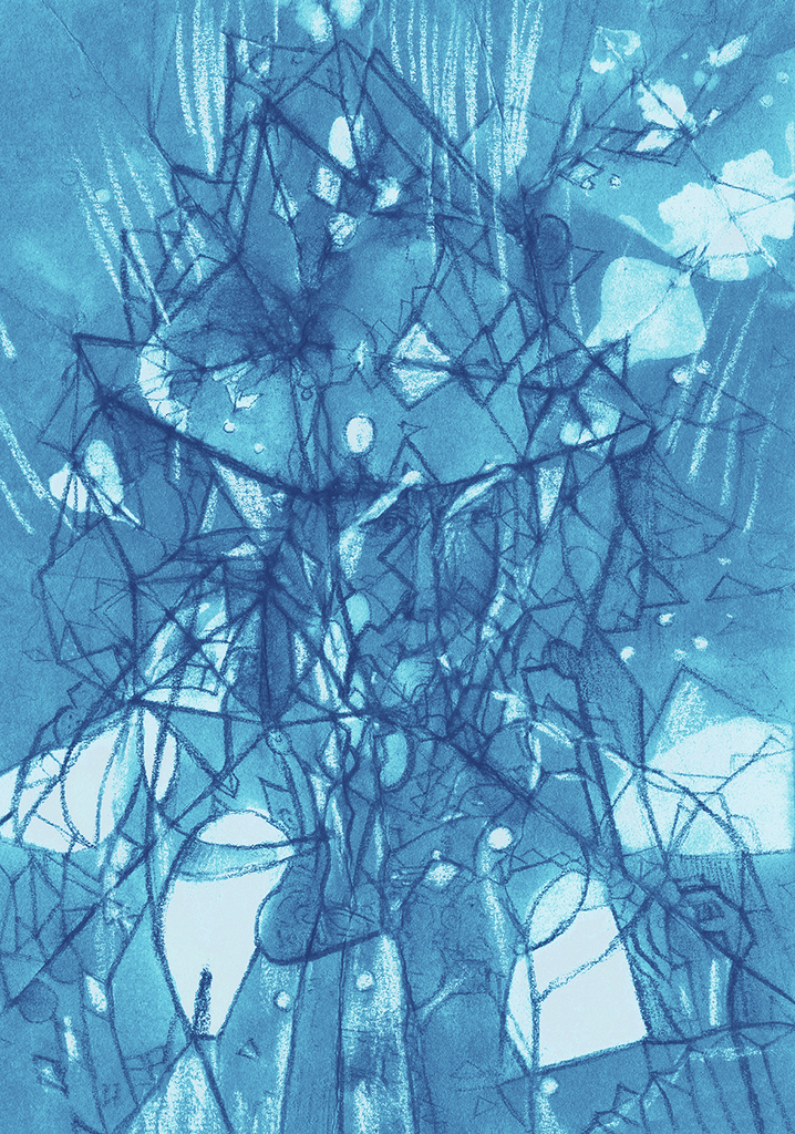 Afbeelding van print "Een blik zal het uitwijzen...Afdruk J" van origineel schilderij/tekening door Natali Antonovich