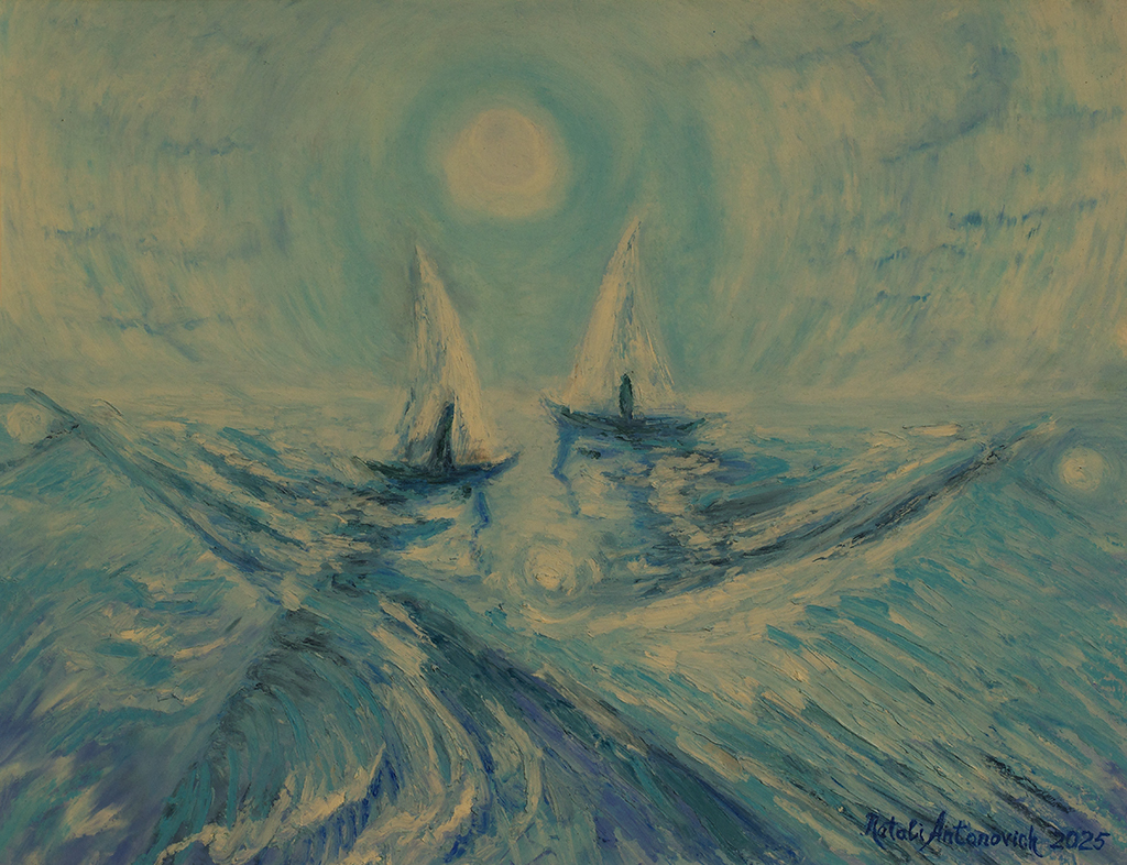 "Deux Vagues." peinture de Natali Antonovich | Galerie d'artiste.